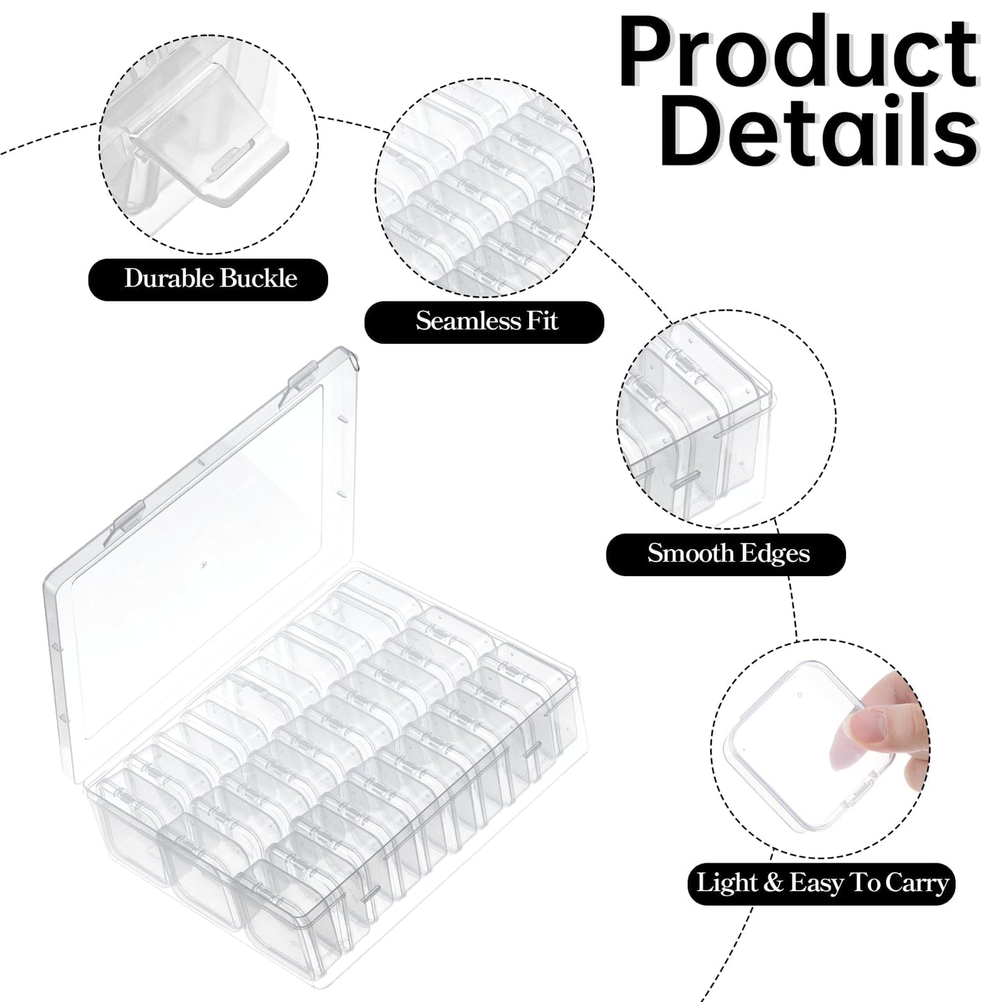 62Pcs Small Bead Organizer Box with Lids - 60Pcs Plastic Mini Bead Organizer Containers Box and 2Pcs Large Craft Storage Boxes for Jewelry Suppliess Nails, Bracelets,Diamonds, Clay Beads, Screws