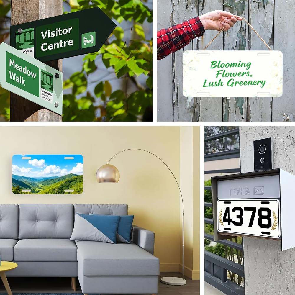 50 Pack Sublimation License Plate Blanks, 25 Black & 25 White, Metal Aluminum DIY Custom License Plates with Screw Sets 0.6mm Sublimation Blank License Plate for Automotive and Home Decoration