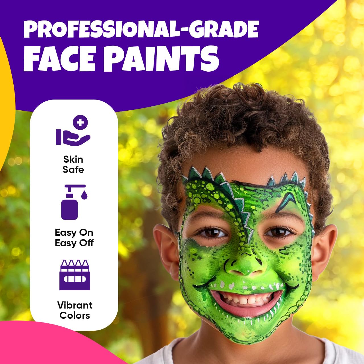 Blue Squid Face Painting Kit for Kids β 18 Colors Kids Face Paint Kit Palette with Stencils & Guided Tutorial, Water Activated Non Toxic Washable Professional Facepaint body set Halloween Party Makeup