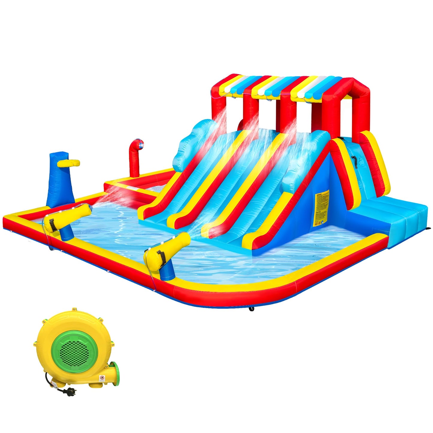 14.3FT Oxford Inflatable Water Slide Family Version Water Park Built in Reservoir Slide Sprinkler Rock Climbing Summer Carnival Pool Party Easy Setup & Storage(Include Blower)