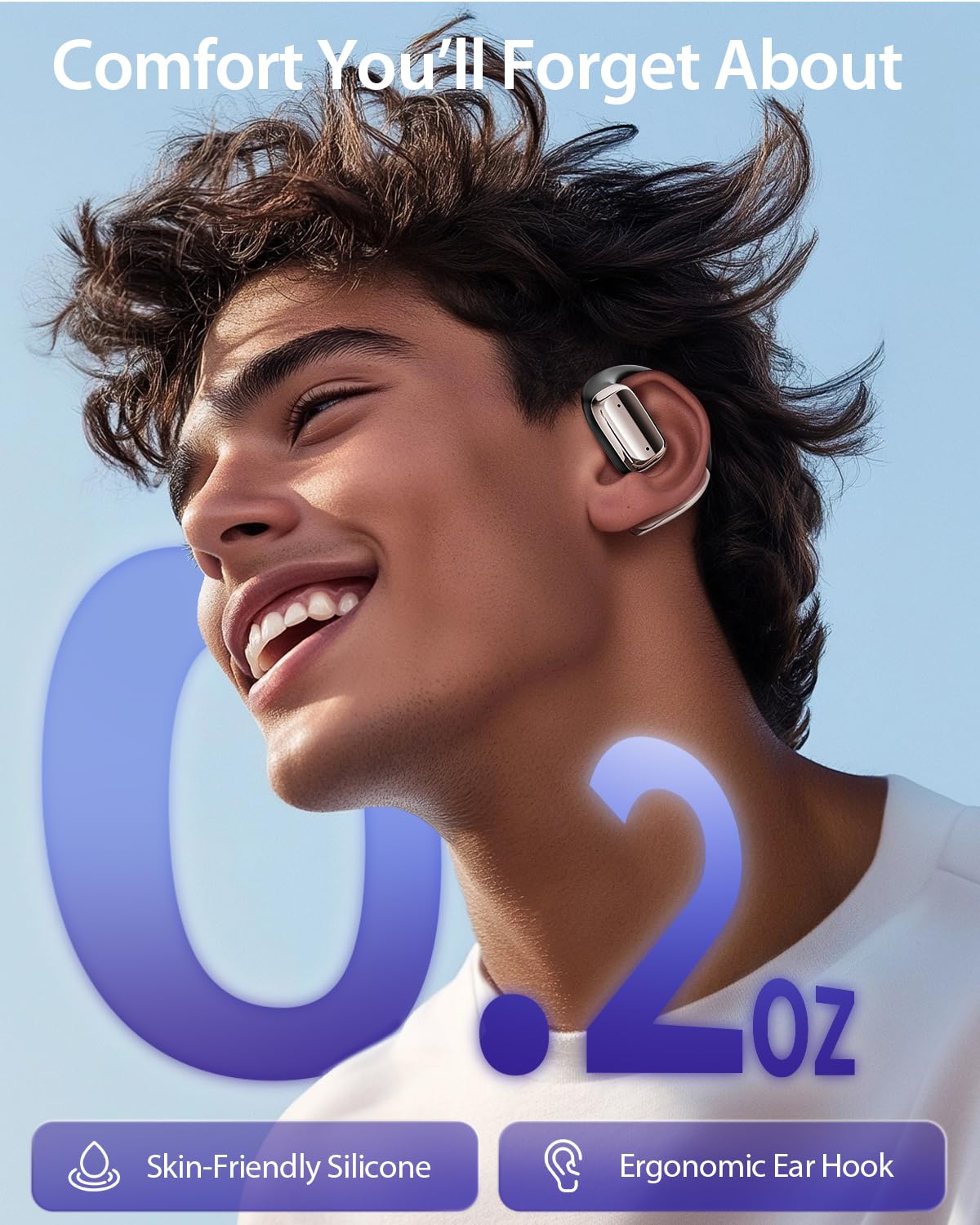 DARONGFENG Open Ear Wireless Bluetooth Headphones, Pain-Free Air Conduction Ear Buds with LED Digital Display Charging Case, Sweat Resistant for Running, Safe Driving, and Extended Daily Use