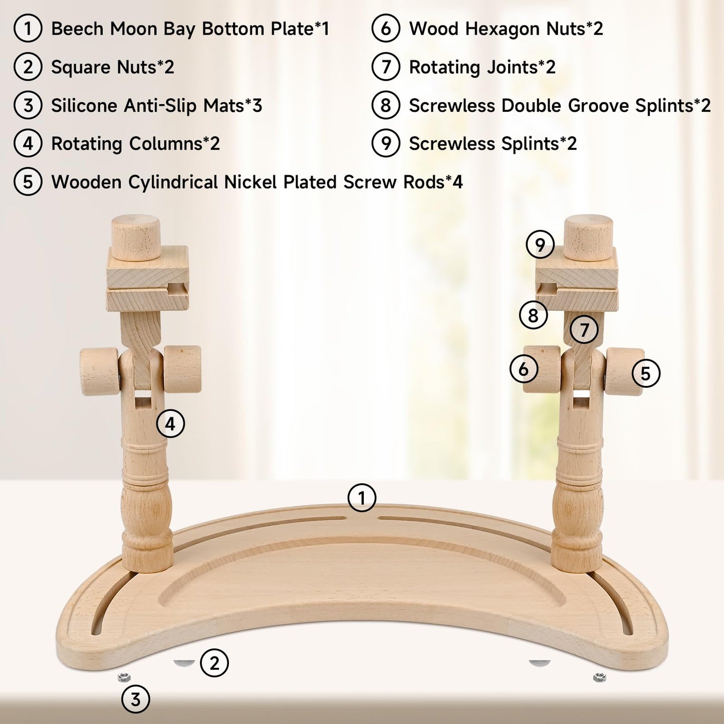 Embroidery Hoop Stand Adjustable - 360°Rotated Embroidery Frame Stand, Cross Stitch Stand, Beech Wood Embroidery Hoop Holder, Embroidery Stands for Hand Work Art Craft