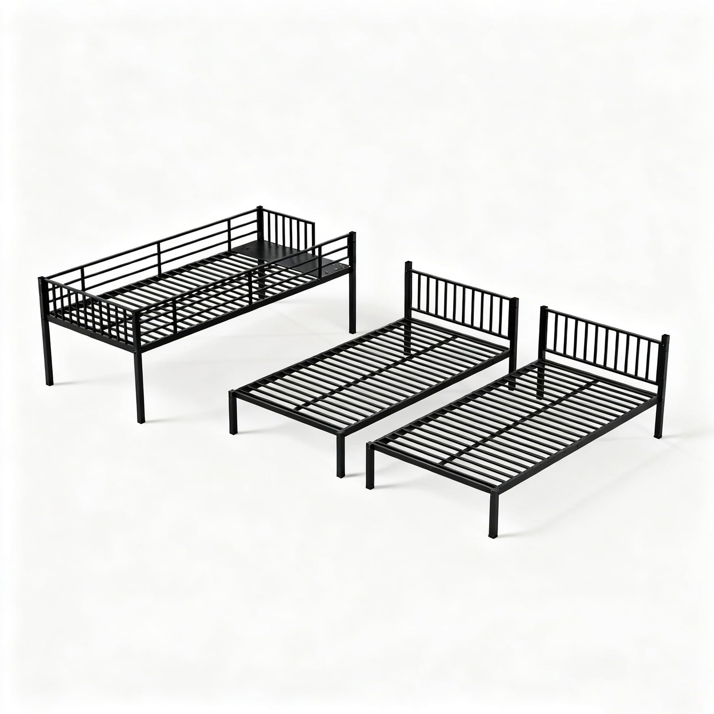 Bellemave Twin Triple Bunk Bed for Kids, Teens,Adults, Metal Twin XL Bunk Beds for 3, 3 bunk Bed for 3 Kids, Adults(Heavy Metal, Black)