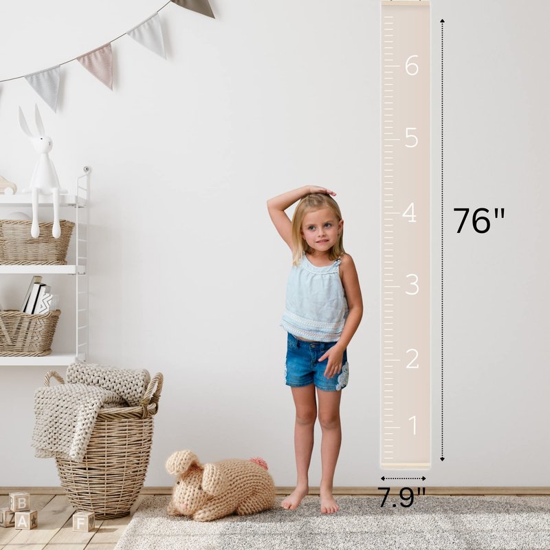 Morxy Canvas Growth Chart for Kids - Unisex Kids Room Wall Decor - Measuring Height Chart- Wall Tape with Height Chart for Kids (Canvas, Plain Beige)