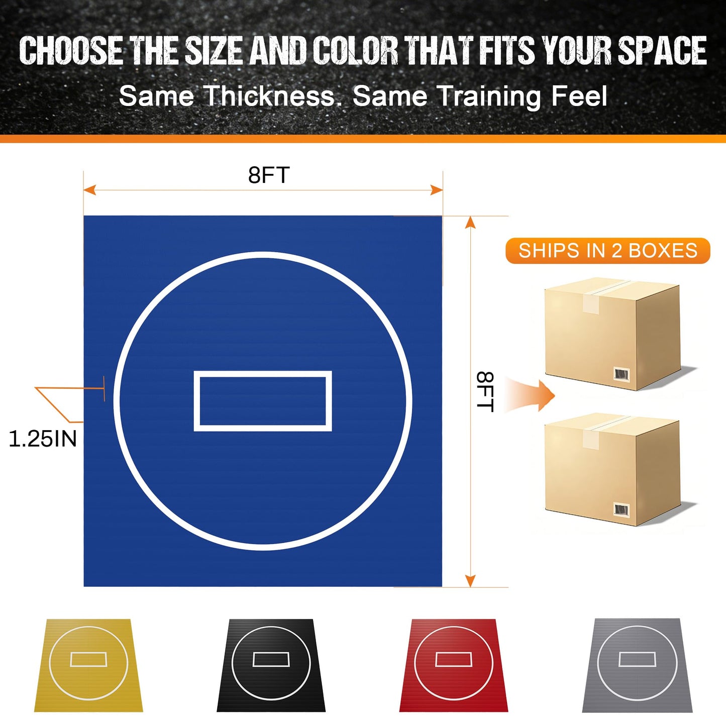 GianToucan Wrestling Mat for Home, 8’x 8’x 1.25” Grappling Mat for Wrestling, MMA, BJJ, Jiu Jitsu, Judo, Gym, Roll-Up Wrestling Practice Mat for Kids & Adults,Easy to Clean Indoor/Outdoor, Blue