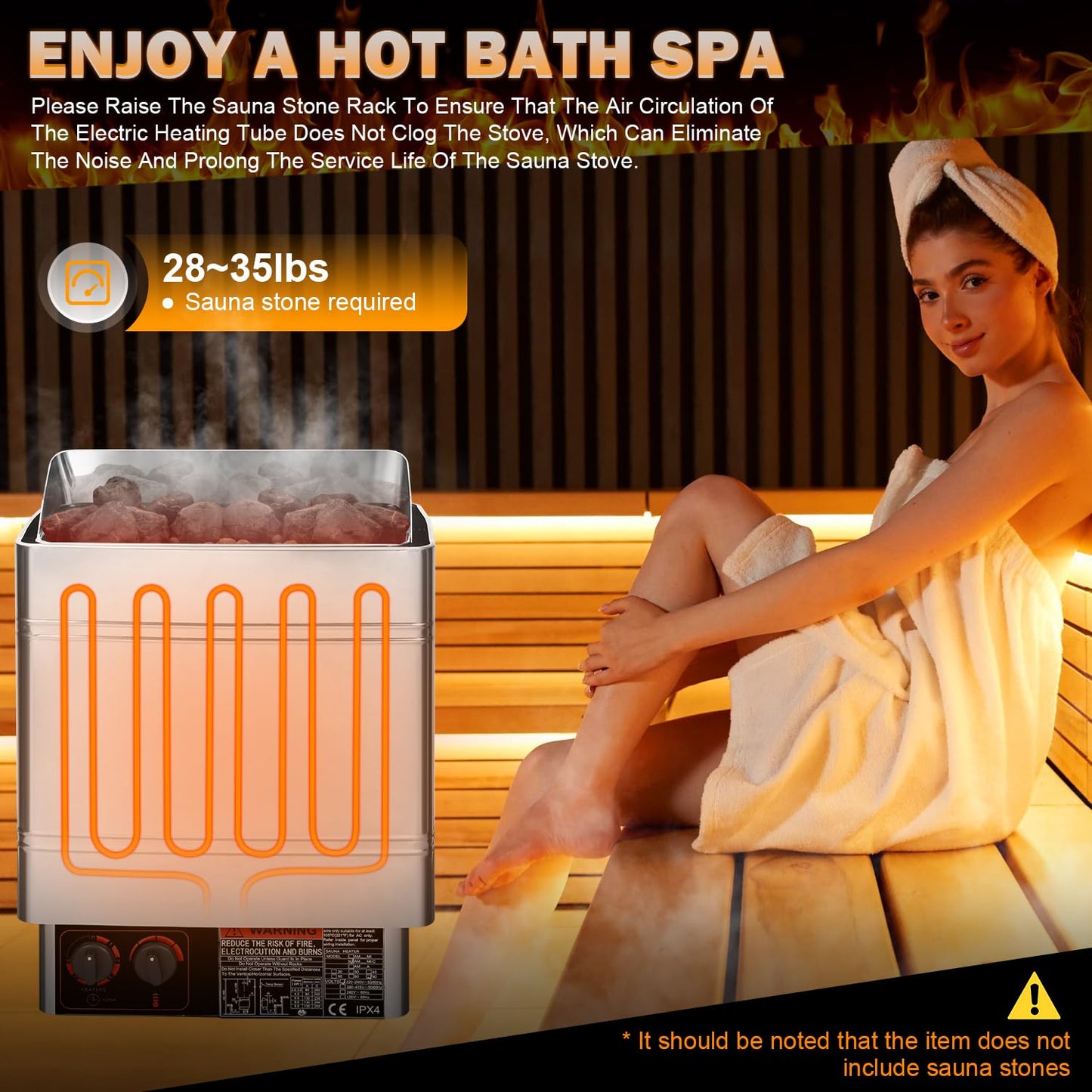 SINLJXDD Sauna Heater Stove-Electric Sauna Heater 220V 9KW,Dry Sauna Heater with Built-in Controller,Home Steam Sauna,Suitable Sauna for Home,SPA Houses,Hotels Dry Saunas (9KW)