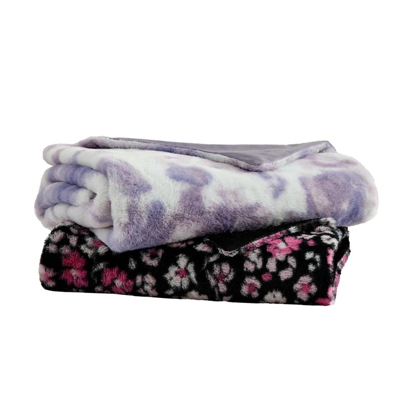 Betsey Johnson - Blanket, Buttery-Soft Faux Fur Throw Blanket for Couch or Bed, Boldly Plush & Oversized Bedding (Leopard Rosettes Black, 50" x 70")