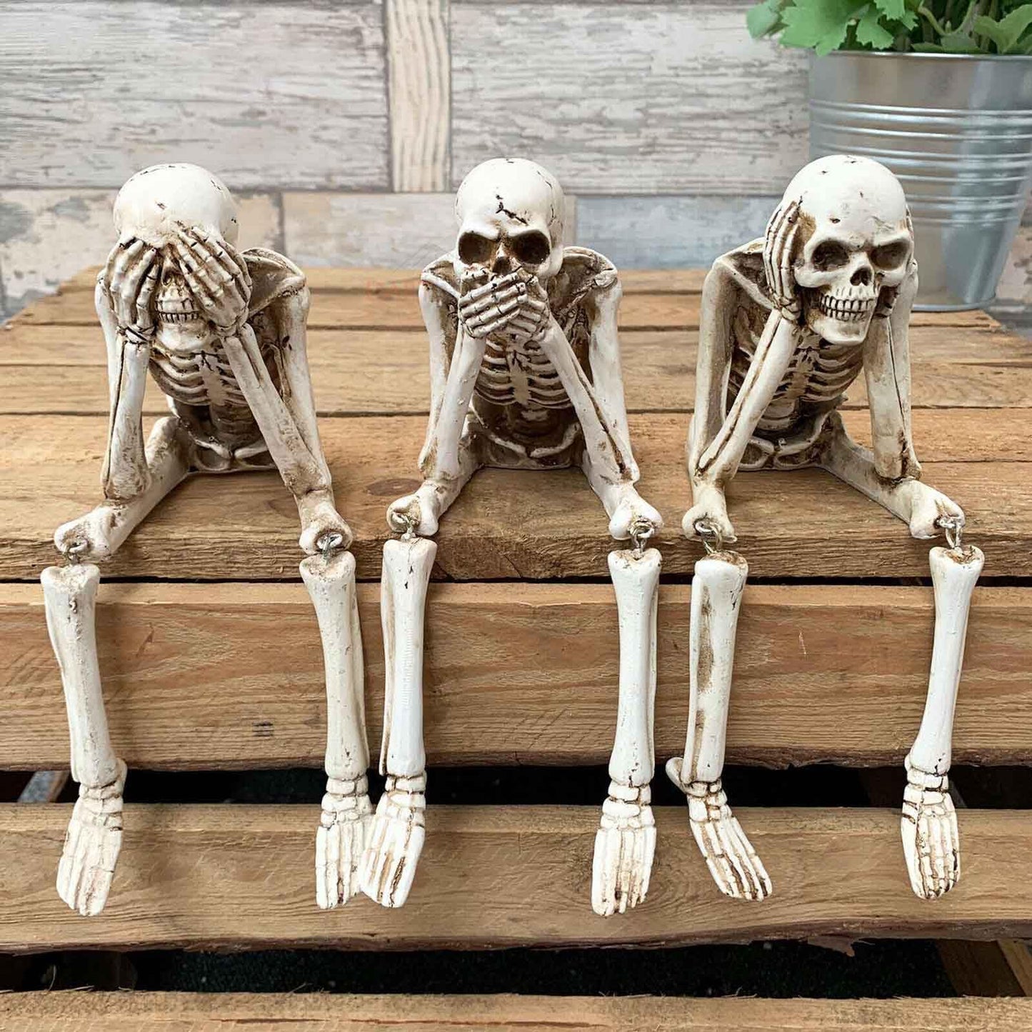 LFWATAXY Resin Sitting Skeleton Shelf, Sitters Sitting Figurines Crafts Ornaments Collectibles Statues for Home Bookshelf Table Ledge Edge Party Decorative (Not Look)