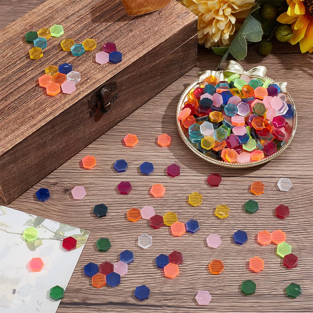WEBEEDY 200g Glass Mosaic Tiles for Crafts About 750 Pcs Hexagon Shape Transparent Glass Pieces for Mosaic Projects Supplies Kit for Adults Beginners Home Lamp Art Christmas Decor Gift