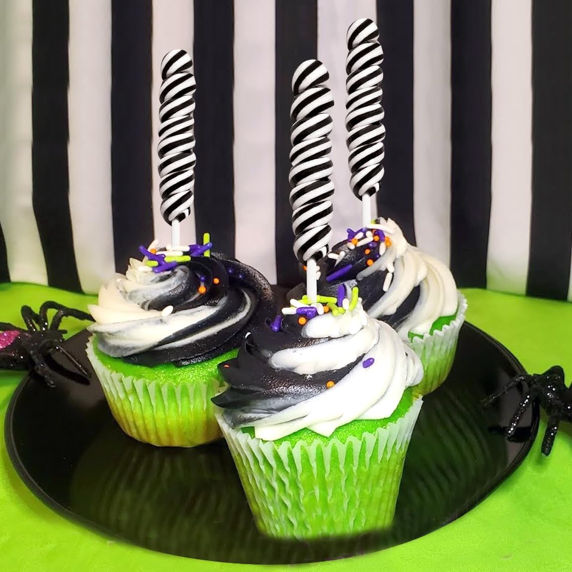 Black Twisty Lollipops - 24 Unicorn Suckers Individually Wrapped Bulk - Great for Candy Buffet - Wedding - Graduation - Halloween - Baby Shower - Birthday Party Favor Candy - Goodies for Kids and Adults