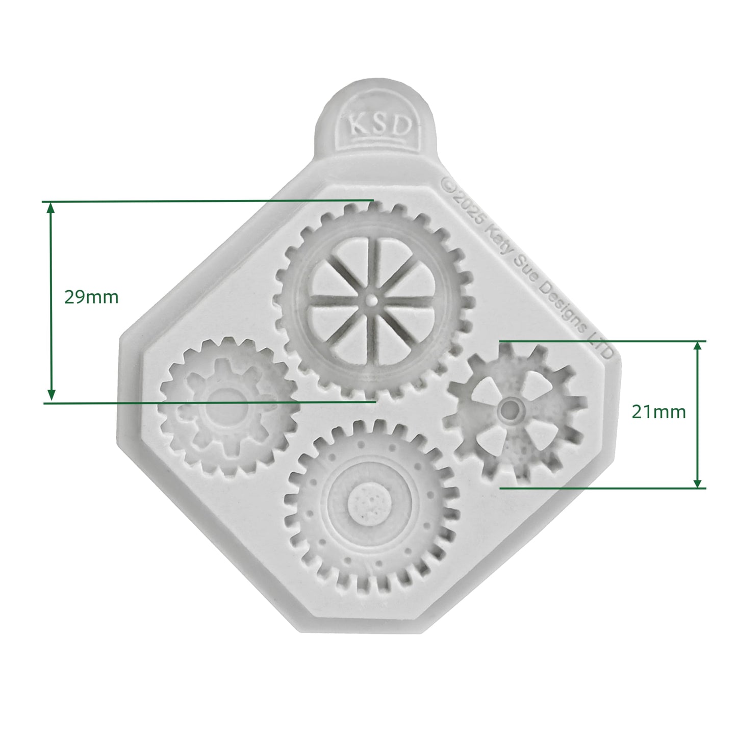 Cosmic Shimmer Mini Cogs & Gears Silicone Mold for Crafting. Use with Air Dry & Polymer Clay, Resin, Wax, Cold Porcelain & More. Cogs are 0.8 & 1.1 Inches. from Katy Sue Craft Molds