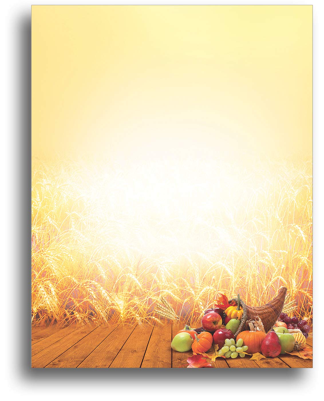 Sunset Wheat Autumn Printable Letterhead Stationery Paper - 8.5" x 11" Fall Decorative Writing Paper - Harvest Letter Paper - 28lb Bond (105gsm) for Thanksgiving Festivals Events Letters (80 Sheets)