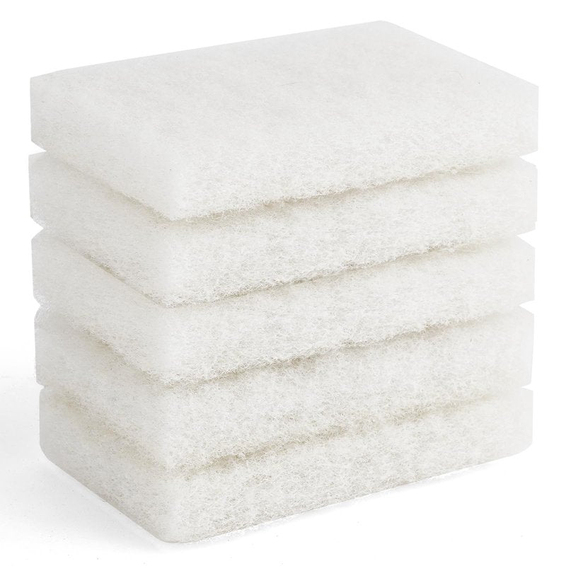 Non-Scratch Nylon scrubbing pad Replacement Scrubber, White 5 Pack 5.5 * 3.15 inch