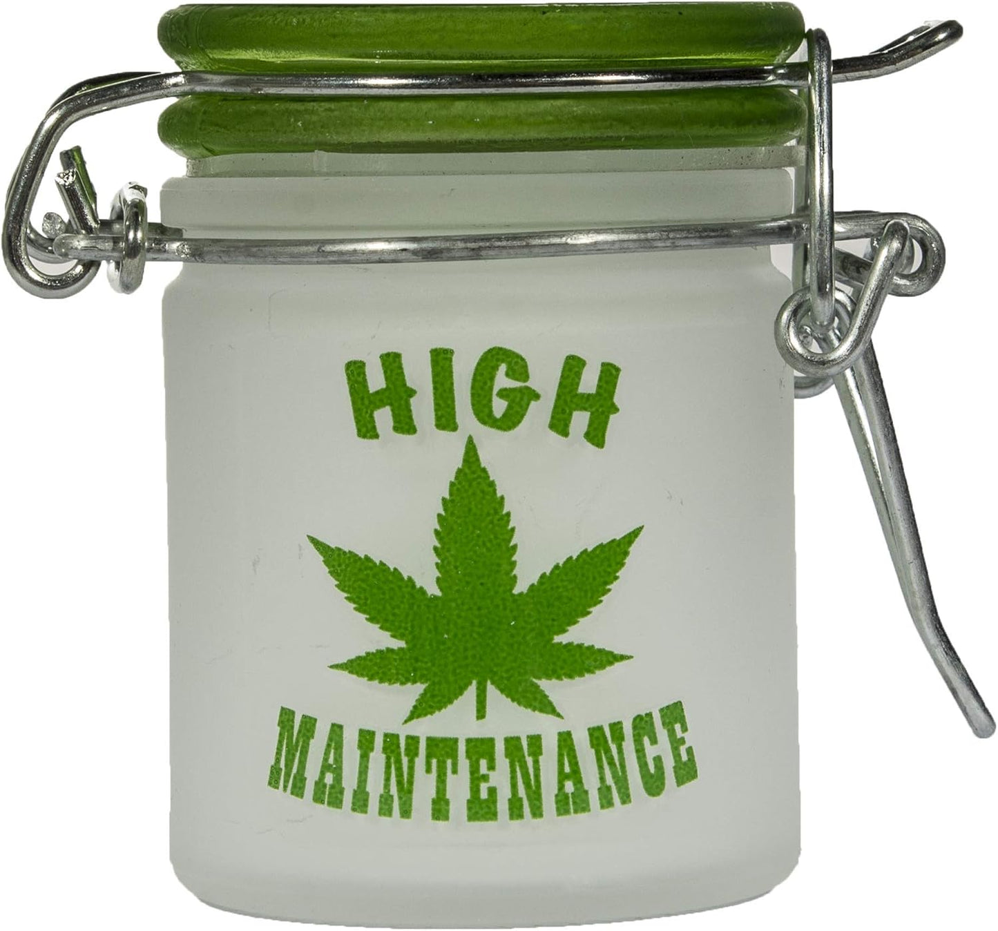 Airtight Glass Herb Mini Storage Jar with Clamping Lid in Choice of Design (Frosted Hi Maintenance, Small)