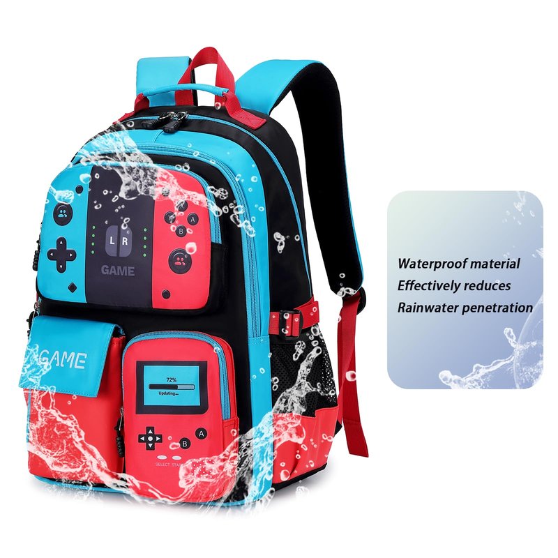 BLUWEI Boys Backpack Kids Bookbag TeensSchool Bag LuminousGame Large capacity bag(1Blue)