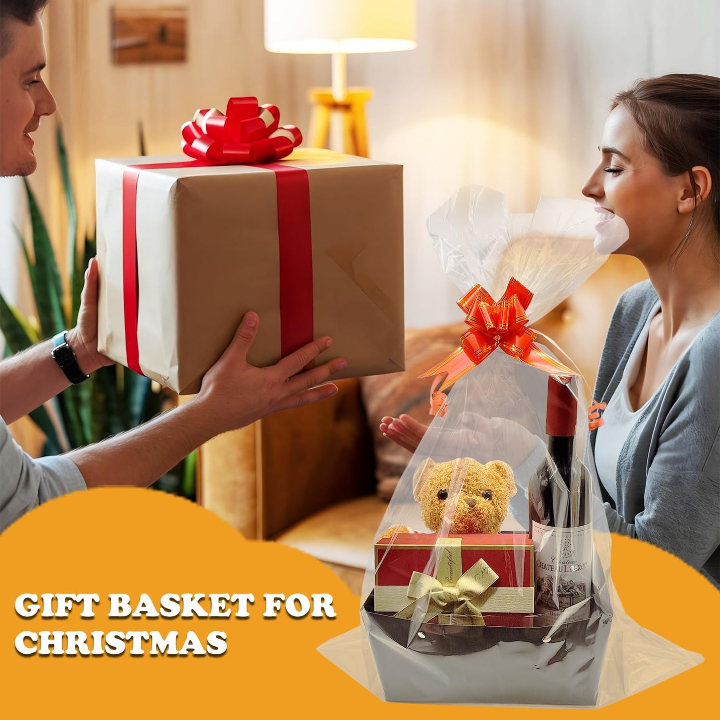 5 Pcs Black Basket for Gifts Empty DIY Bulk Party Gift Basket Kit with Handles with 5 Bag 5 Bow Market Tray for Gift Packages Wrapping Anniversary Birthday Wedding Party Gift(9.8 x 6.7 x 4.3 In)