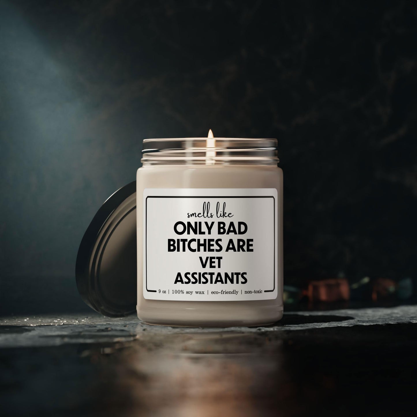 Funny Vet Assistant Candle - Smells Like Only Bad Bitches are Vet Assistants - 9oz Cinnamon Vanilla Sarcastic Gifts for Coworker Staff Employee Animal Women Her Birthday Graduation