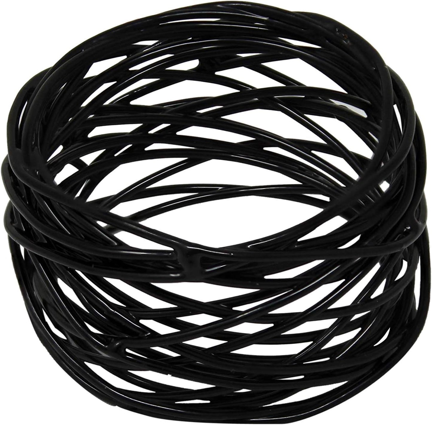 Kaizen Casa Handmade Black Napkin Rings Set of 12, Metal Mesh for Weddings and Dinner Parties