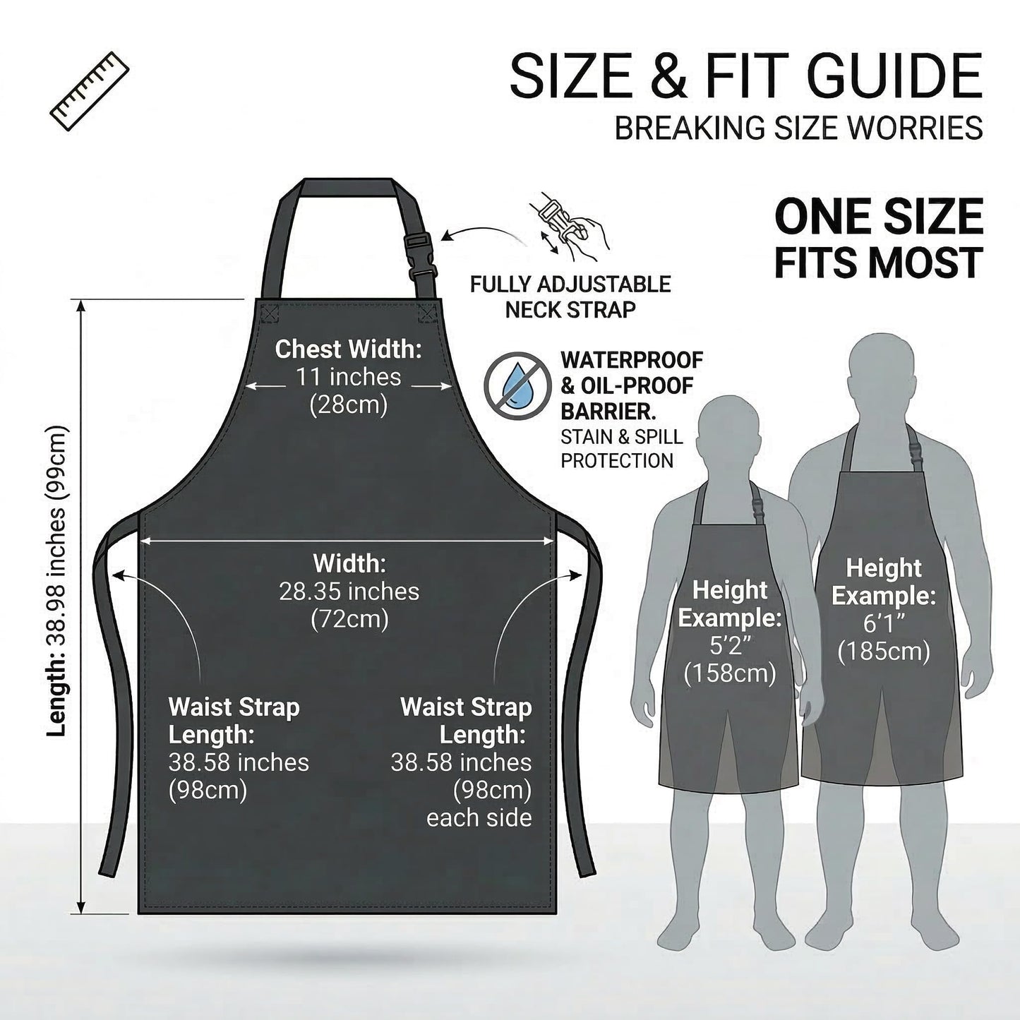 Homsolver 2 Pack Waterproof Rubber Aprons, Heavy Duty Butcher for Men, Chemical Resistant Vinyl Apron, 39" Lightweight Adjustable Plastic Aprons for Dishwashing