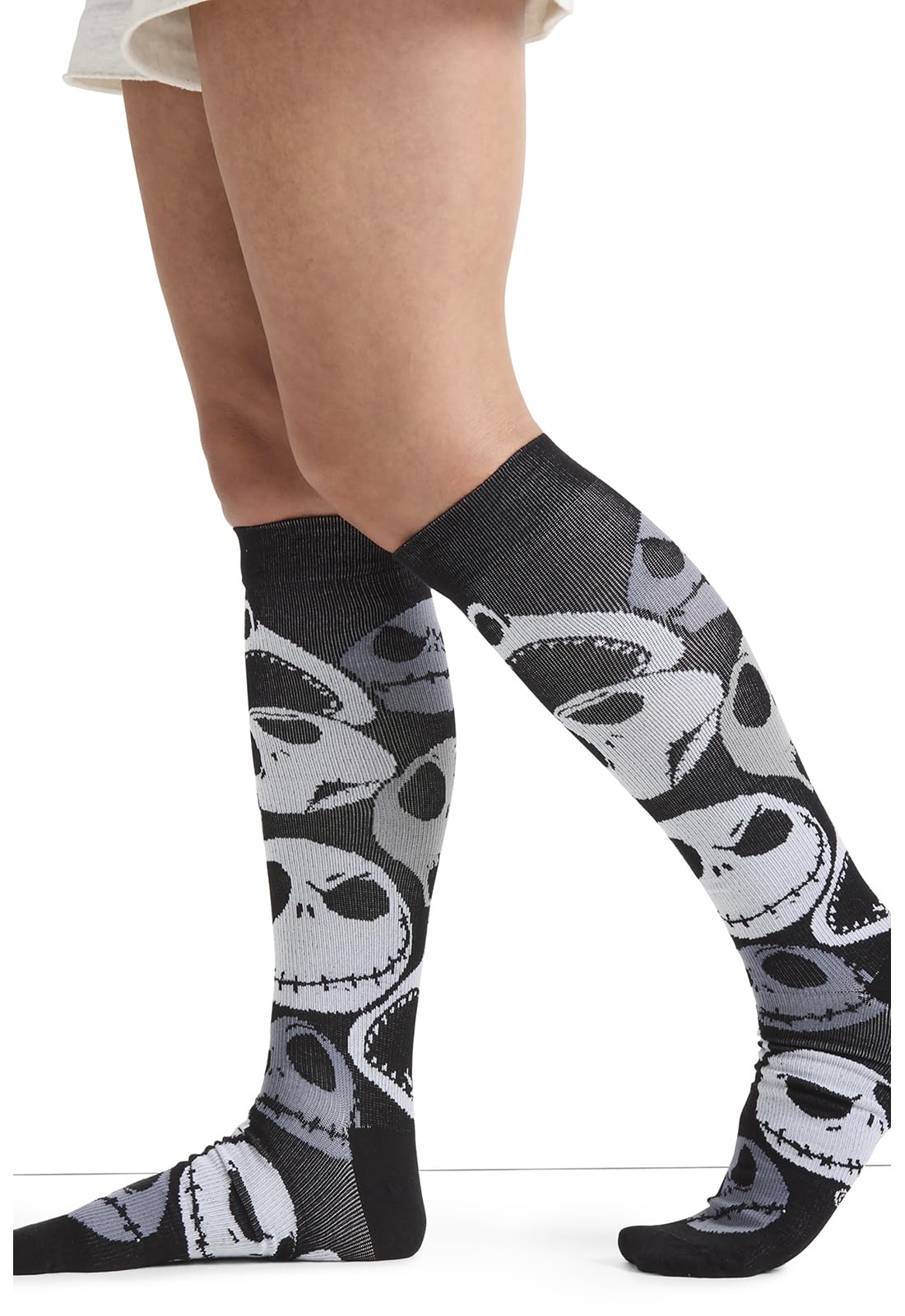Cherokee Tooniforms Women's 10-15mmHg Compression Socks – Knee High, Soft Knit, Fun Prints, Supports Circulation - TPRINTSUPPORT, Regular, My Scary Face