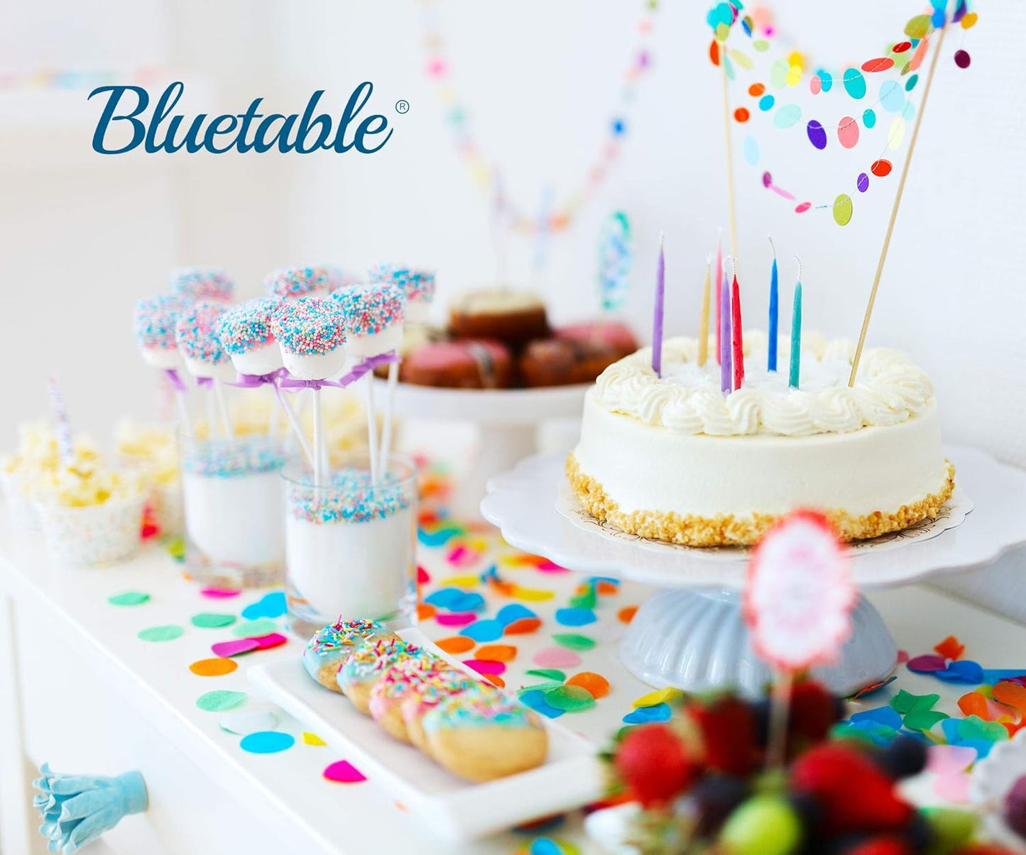 Disposable Blue Plastic Tablecloth (12 Pack) - Ultra Heavy Duty Rectangle (54” x 108”) for 6 or 8 Foot Tables