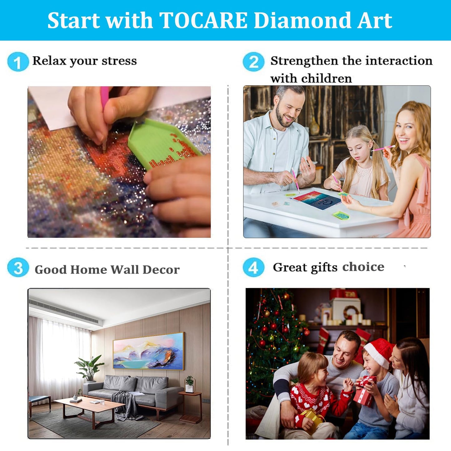 TOCARE 2 Pack Diamond Art Kits for Adults, Mountains Diamond Painting Kits Flowers, Large Size Diamond Art Kits for Adults Nature Scenery 16x28inch Home Wall Decor