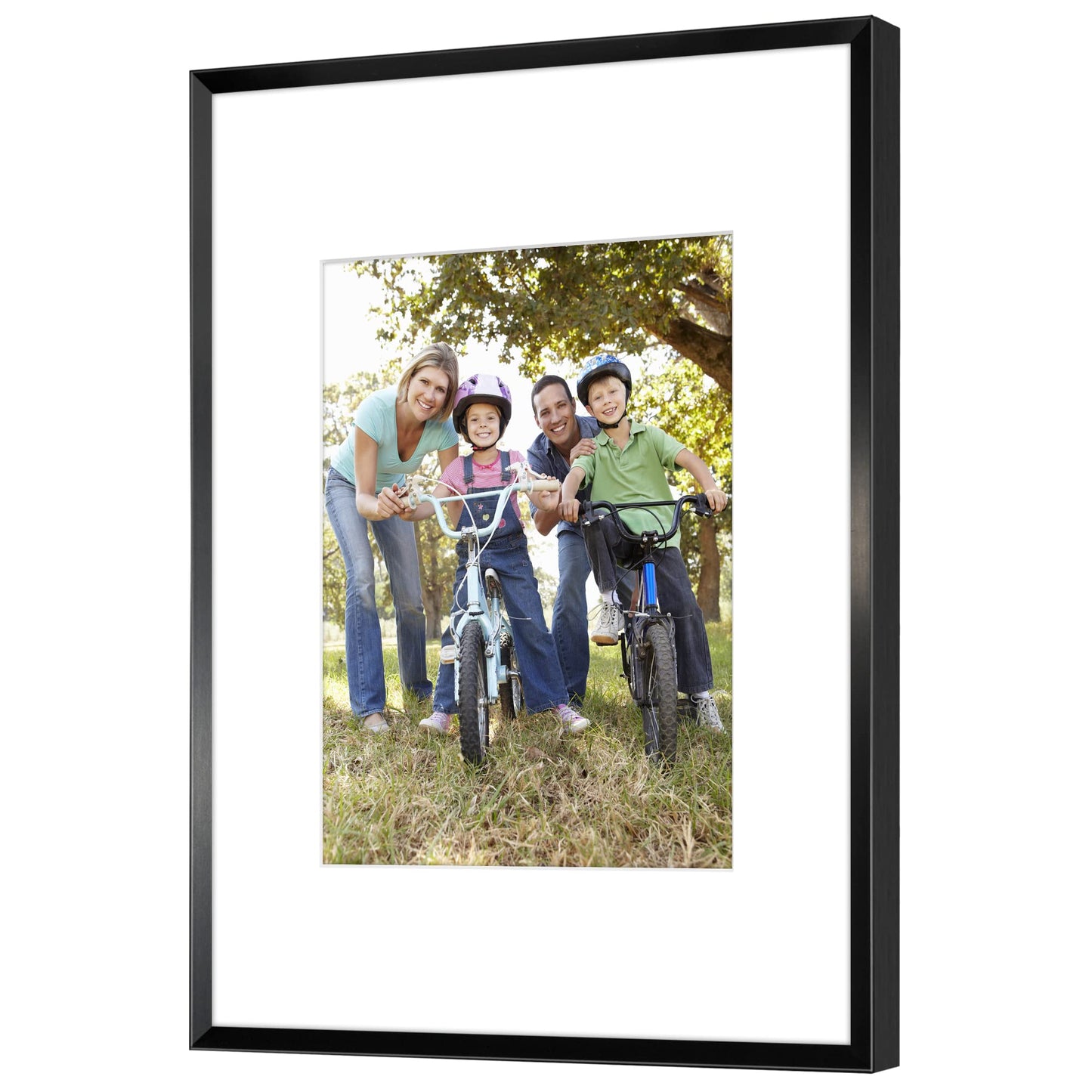 Americanflat 9x12 Metal Picture Frame with Tempered Glass - Use as 6x8 Frame with Mat or Display 9x12 Photo Without Mat - Brooklyn Collection - Picture Frames for Tabletop or Wall - Black