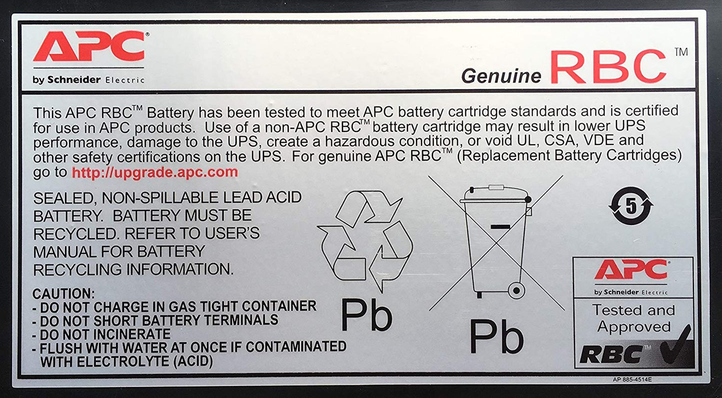 APC UPS Battery Replacement, APCRBC115, for APC Smart-UPS Models SMX1500RM2U, SMX1500RM2UNC, SMX1500RMNCUS, SMX1500RMUS