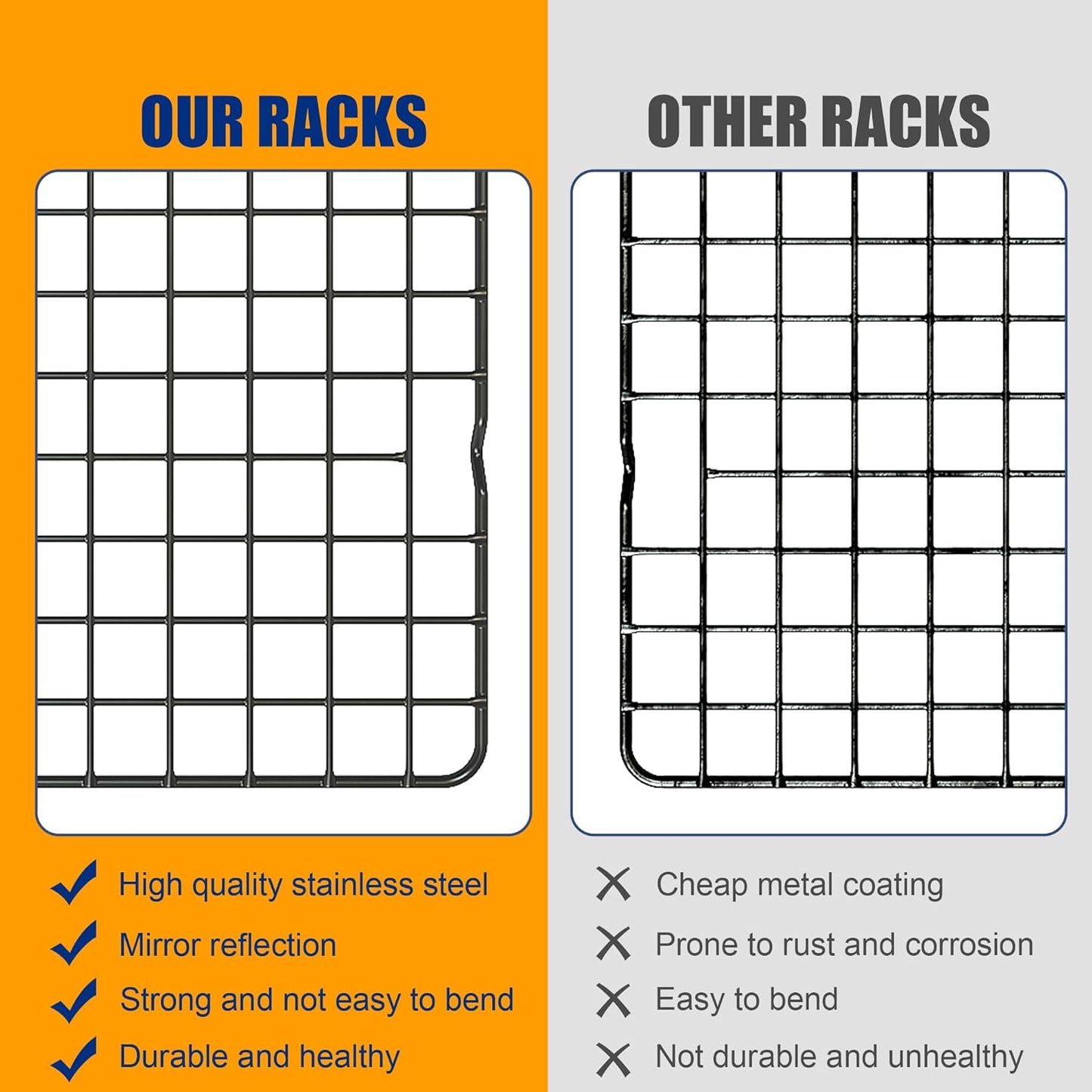 Skiennix Cooling Racks - Heavy Duty Stainless Steel Wire Rack for Baking & Grilling | 10" x 16" - Oven & Dishwasher Safe