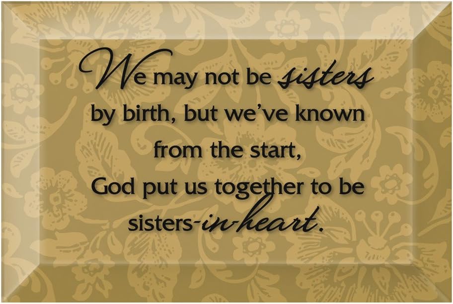 DEXSA Sisters In Heart Beveled Glass Plaque with Easel - Made in the USA