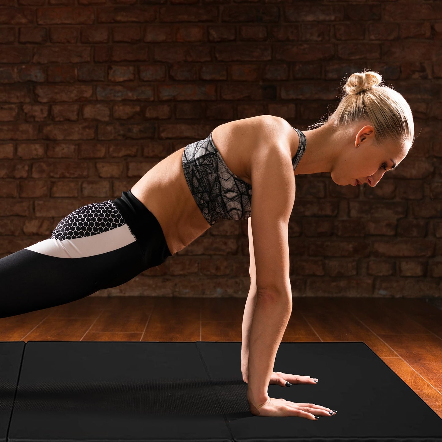BalanceFrom Folding Gymnastics Mat, Thick Home Gym Floor Yoga Equipment, Black - Portable Exercise Workout Pad for Pilates, Aerobics, and Martial Arts Fitness Training