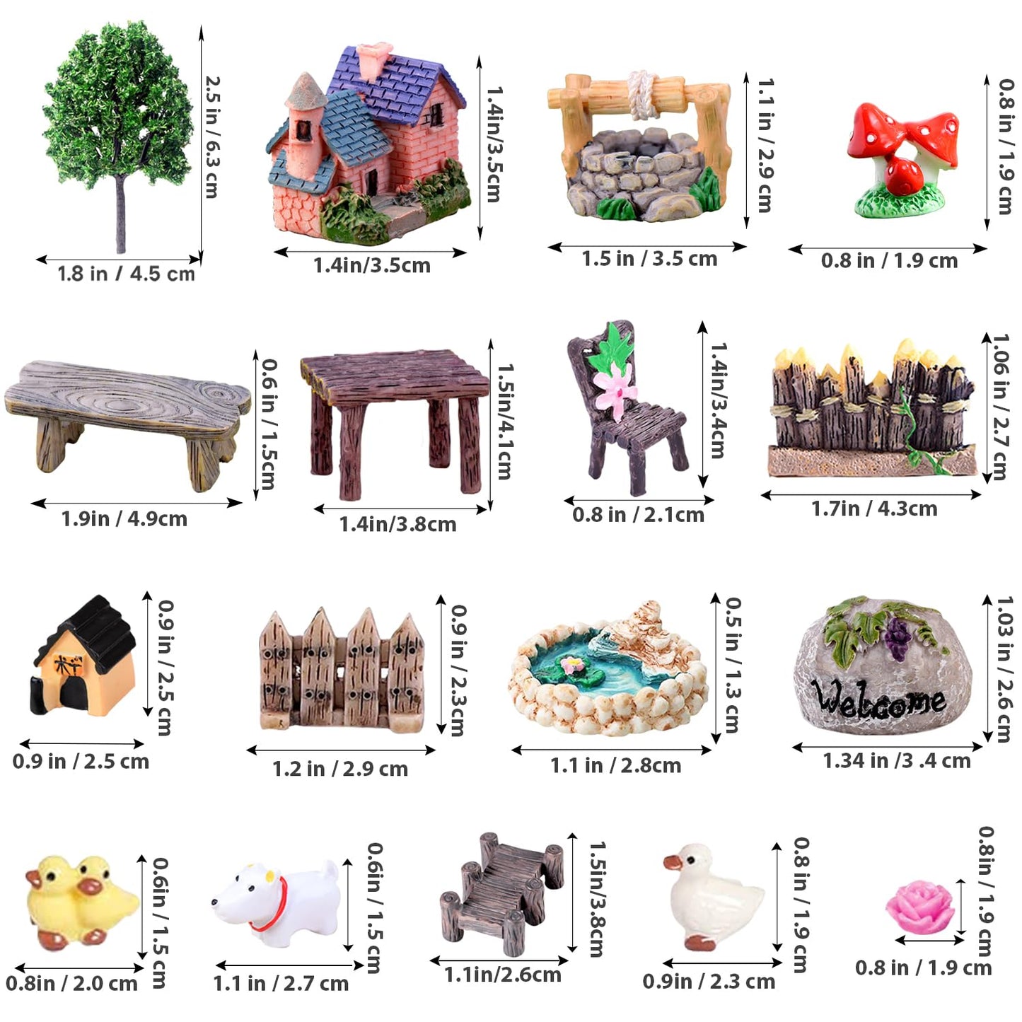 Fairy Garden Accessories, Fairies Welcome Garden Kit, 48pcs Miniature Fairy Garden Ornament for Christmas Decoration Fairy Garden Potted Plant Desk Decor