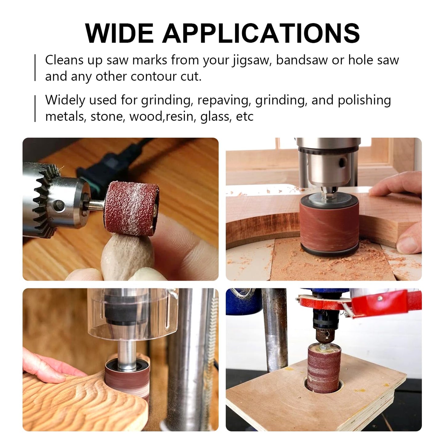 scottchen PRO 2”Long Sanding Drums and Sleeves Set with 1/4”Shank for Drill or Drill Press, Sanding Drum Kit for Sanding Smoothing Shaping Polishing Fiberglass Wood Metals, 60,80,120 Grit-16pack