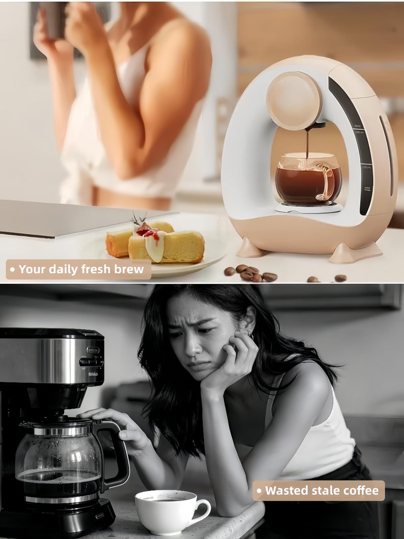 HAILASRE 3 in 1 Single Serve Coffee Maker for K Cup Brewer,Ground Coffee and Tea Leaves,1400W 20s Fast Heating Mini Q,One Button Operation, Outdoor Portable for Small Spaces(Coffee Cup NOT Included)