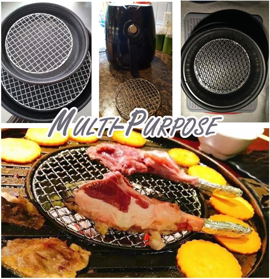 Round Barbecue Wire Rack, Dia 9.5" Multi-Purpose Grill Cooling Rack for Airfryer Instant Pot/Pressure Cooker