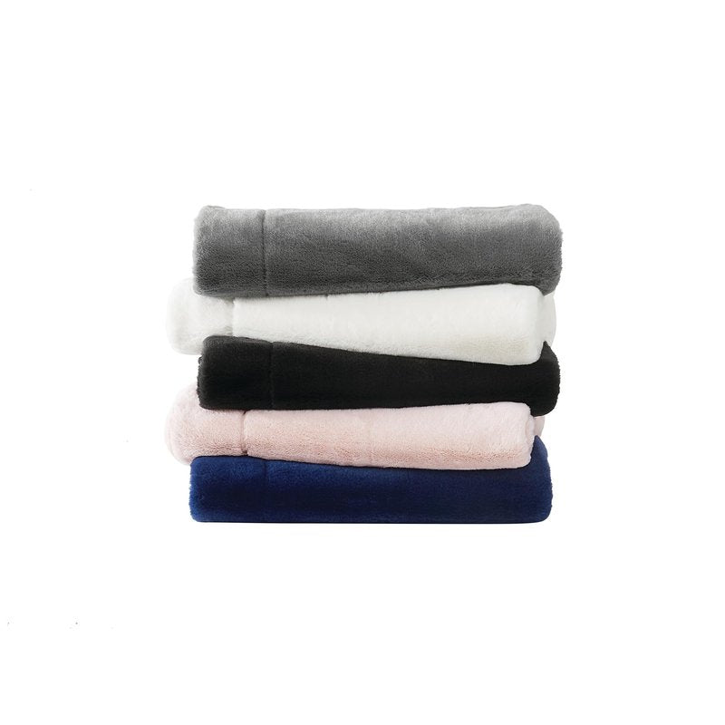 Vince Camuto Faux Rabbit Fur Grey Polyester 1-Piece 60x70 Throw Blanket, Solid Color, 100% Polyester, for Men and Women, Oeko-TEX Certified Confidence