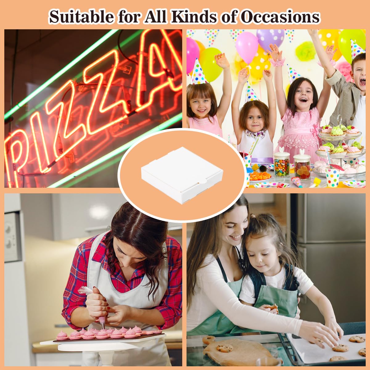 Huoshange 5 Inch Thin Mini Pizza Boxes,100 Pack Small White Pizza Boxes for Cookie,Mini Pies, Party Favors and Crafts(5x5x1 Inches)