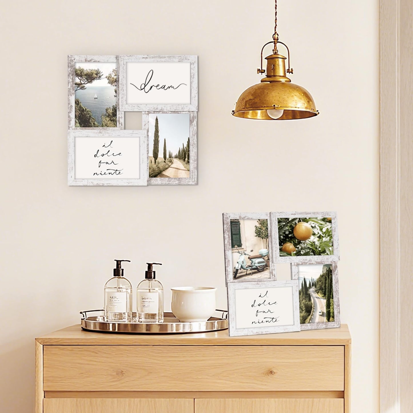 TWING 4x6 Collage Picture Frames White, Rustic Family Collage Picture Frames Wall Decor, Ideal Gift for Valentine's Day/Mother's Day, Wall Hanging or Tabletop