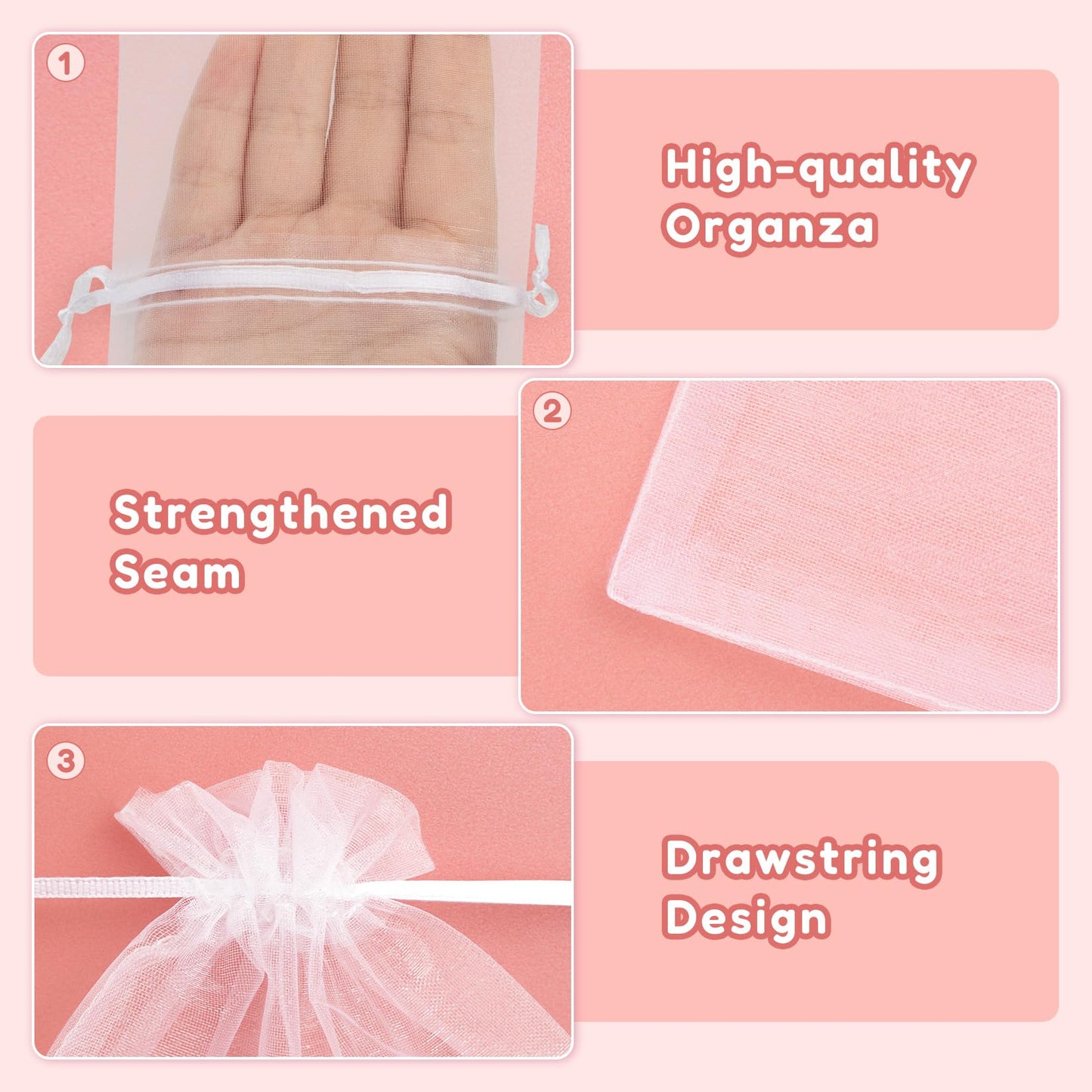 Crweety 100PCS White Organza Bags 8x12, Large Mesh Bags Drawstring for Gifts Wedding Favors Treats Makeup Soap Sachet Candy Jewelry, Party Favor Goodie Bags Bulk for Birthday Graduation Baby Shower