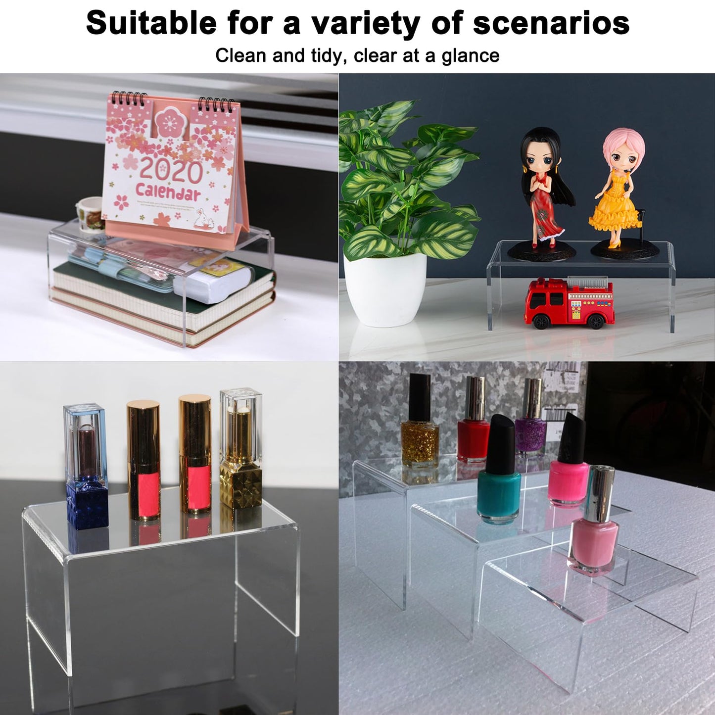 Cerpourt 2 Sets Acrylic Display Risers(4",5",6") Product Stand ((4"x5"x6") Clear Risers)