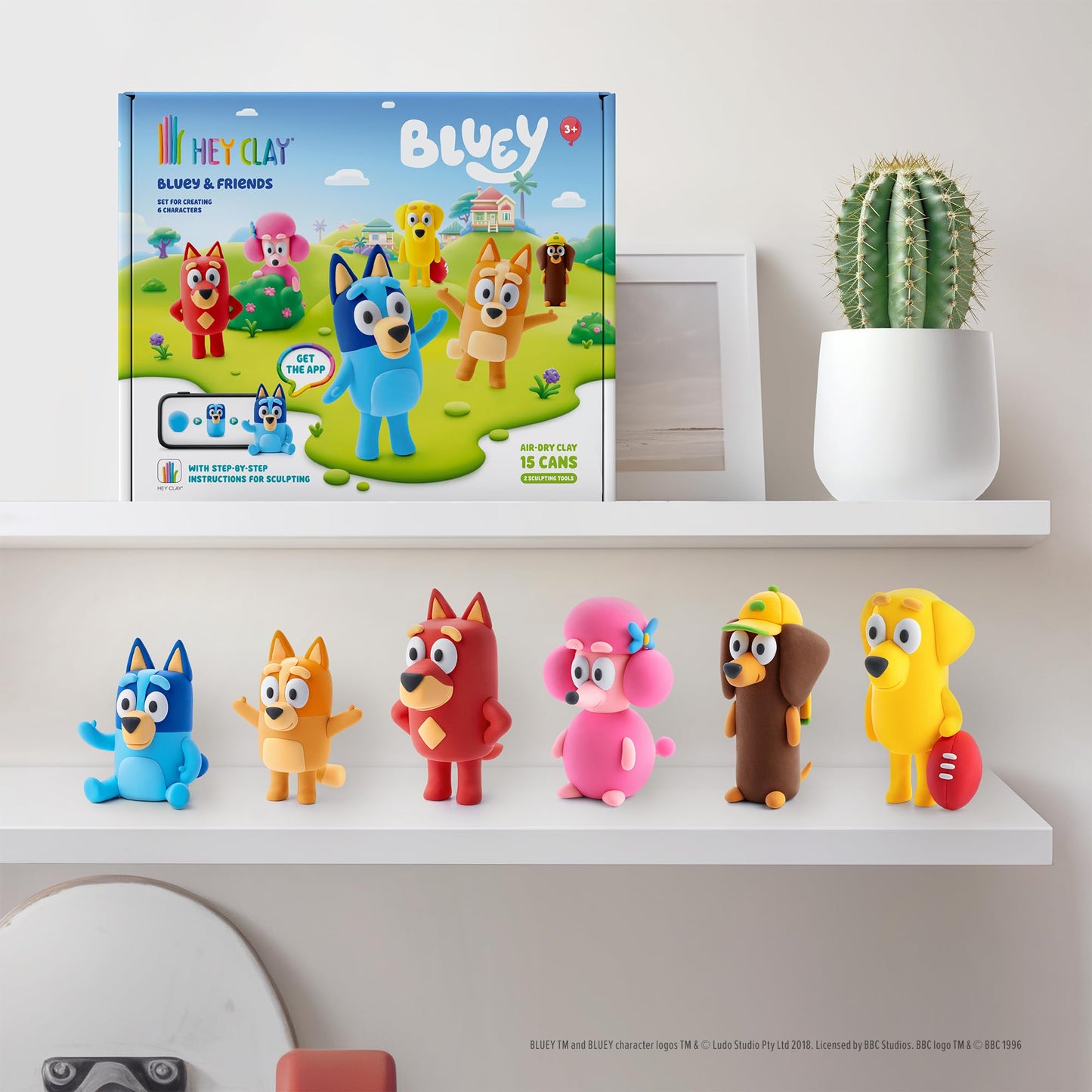 HEY CLAY Bluey & Friends - Air-Drying Clay for Kids - Arts and Crafts Creative Modeling Clay Kit Children Ages 4-8 (Full Set (6 Characters))
