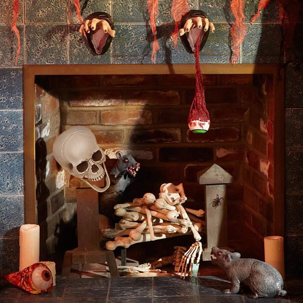 MOKRY PARTY Bag of Bones Halloween Life Size Skeleton Skull for Decoration and Spooky Graveyard 28 PCS