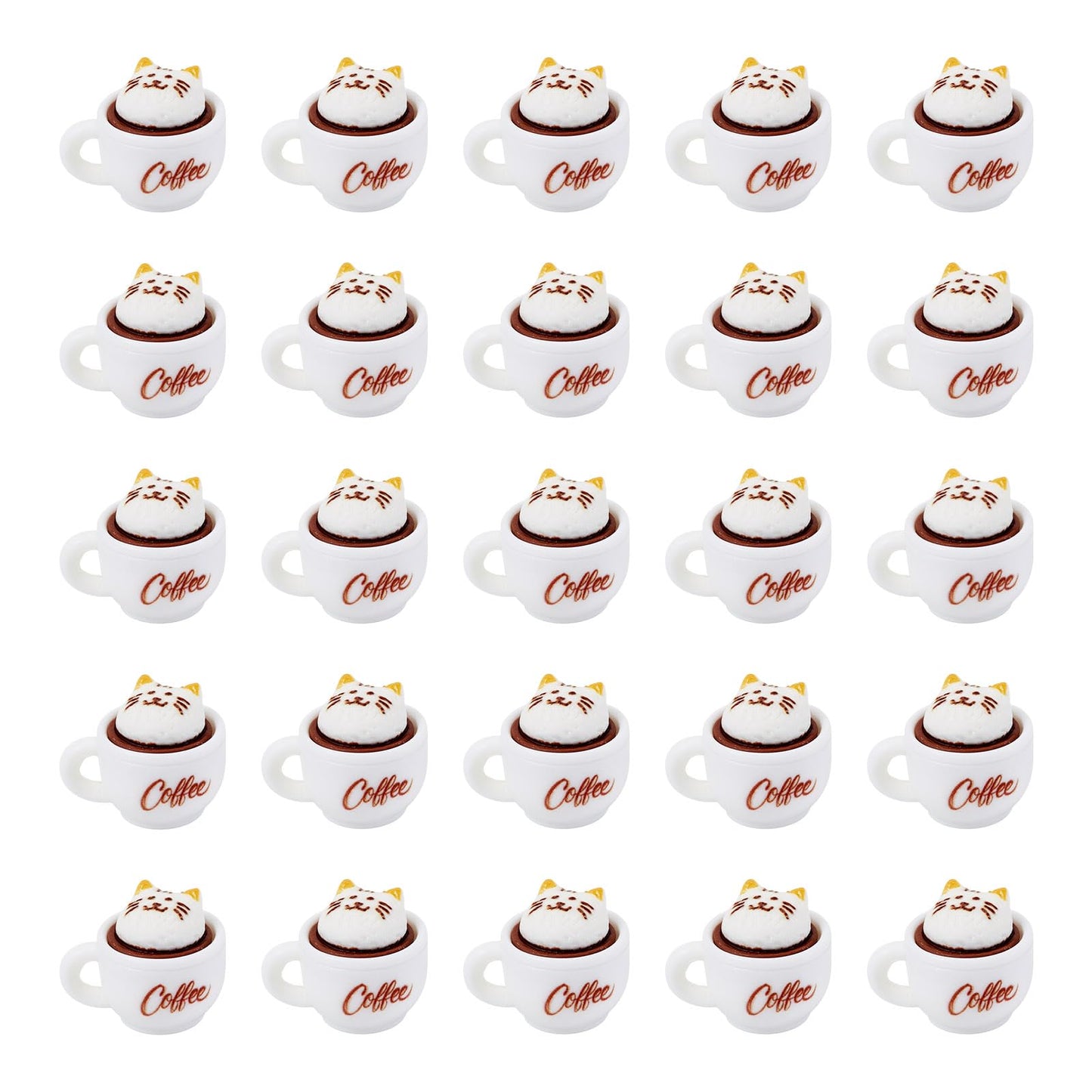Magibeads 35Pcs Cat Coffee Cup Mini Ornaments Resin Cup Miniatures 3D Model Micro Landscape Dollhouse Decorations Fake Mugs Drink Food Cute Table Desk House Decor Party Supplies 17.5x23x19mm