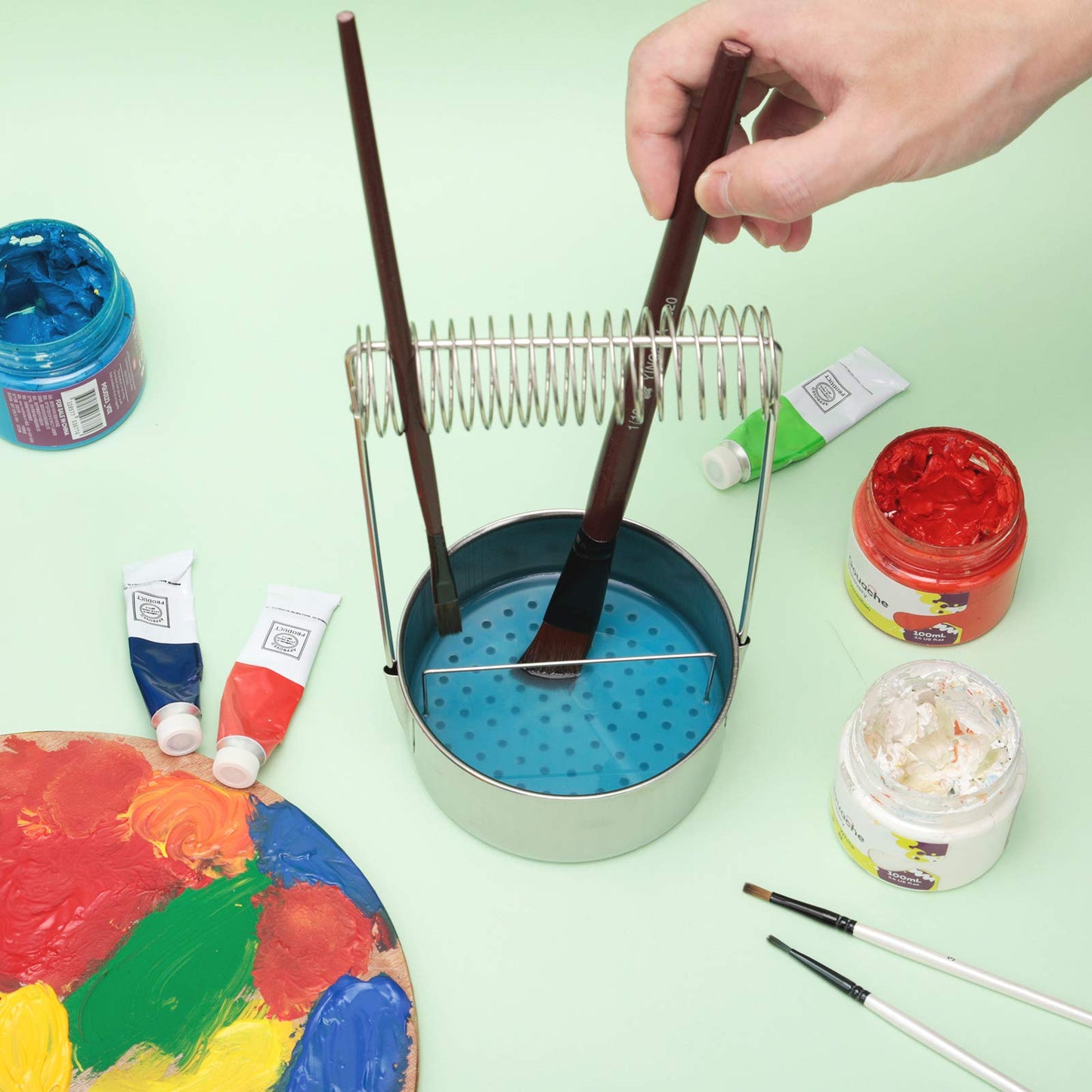 MyLifeUNIT Portable Artist Brush Washer, Paint Brush Cleaner with Wash Tank & Removable Screen