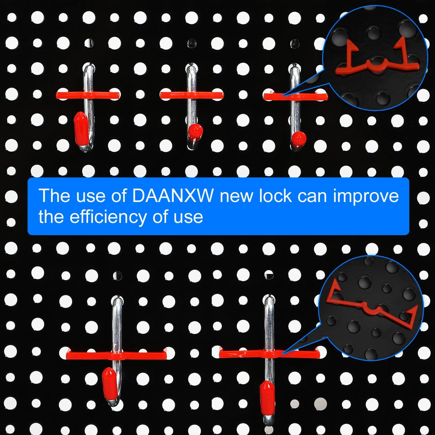 Daanxw 4 Pack Heavy Duty Steel Pegboard Garage Organization Panels,Universal 1/8 and 1/4 Pegboard Accessories,Suitable for Tool Storage,Garage Storage etc. (Black, 16X10.5)
