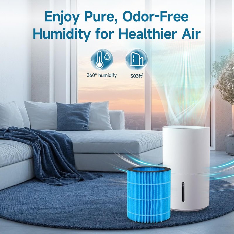 Harebery Polymer Fiber Filter for WaterFirst & Lamon MistFree Humidifier, High-Efficiency Filter Dust, Large Particles, 2 Pack