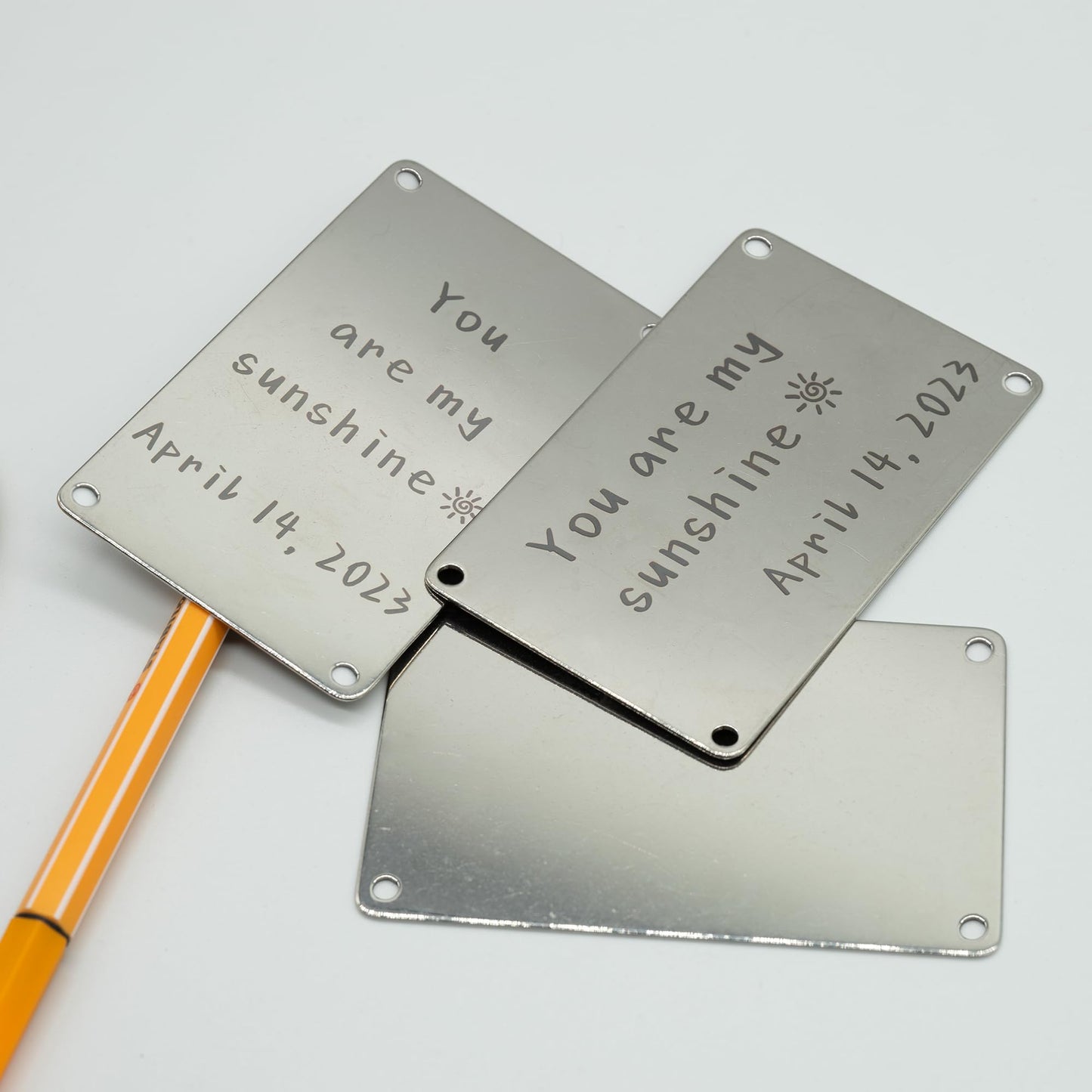 StayMax Metal Engraving Blank Stamping Blanks Stainless Steel Blank with 4 Holes 3.3 * 2.1 Inch (10 Pack)
