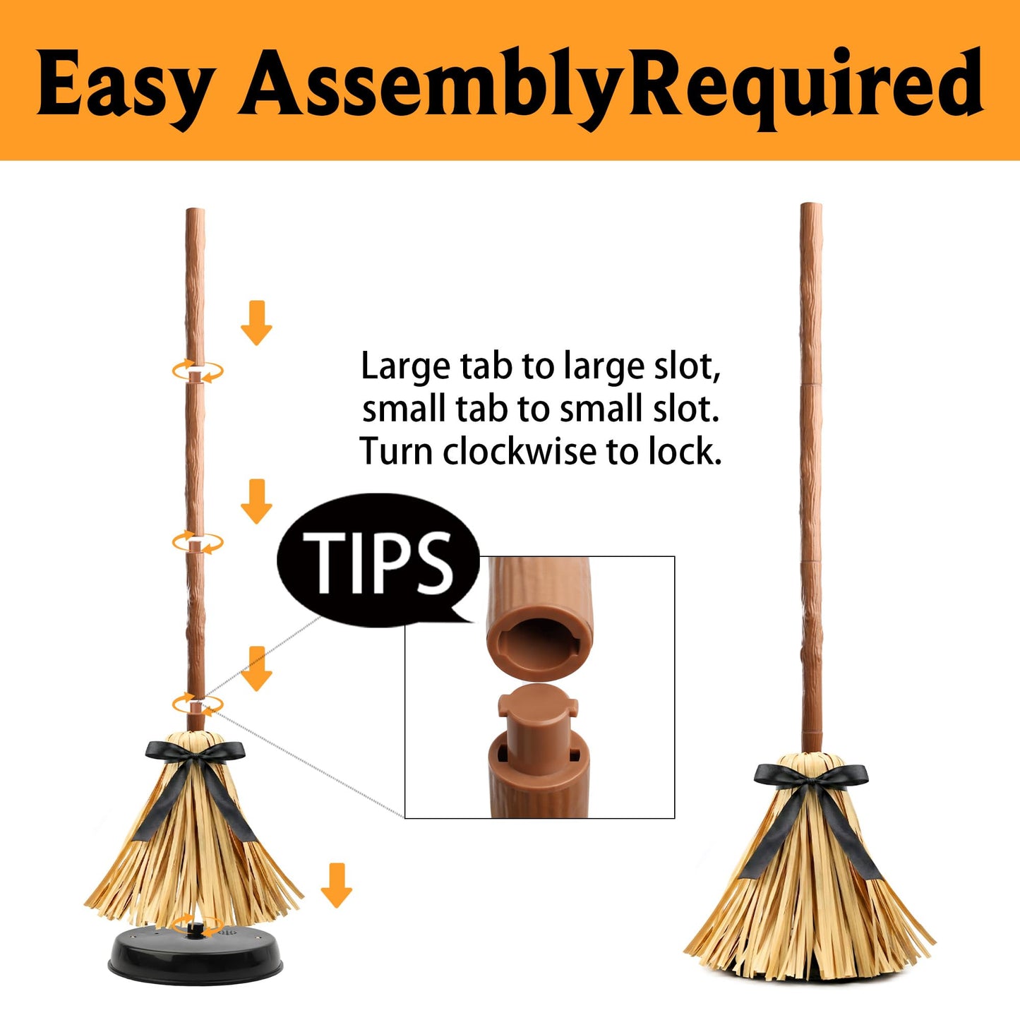 Halloween Decorations Indoor - 49" Animated Floating Lighted Witch Broom with Spooky Sound/Mute Mode - Dancing Magic Broom for Home Party Decorations