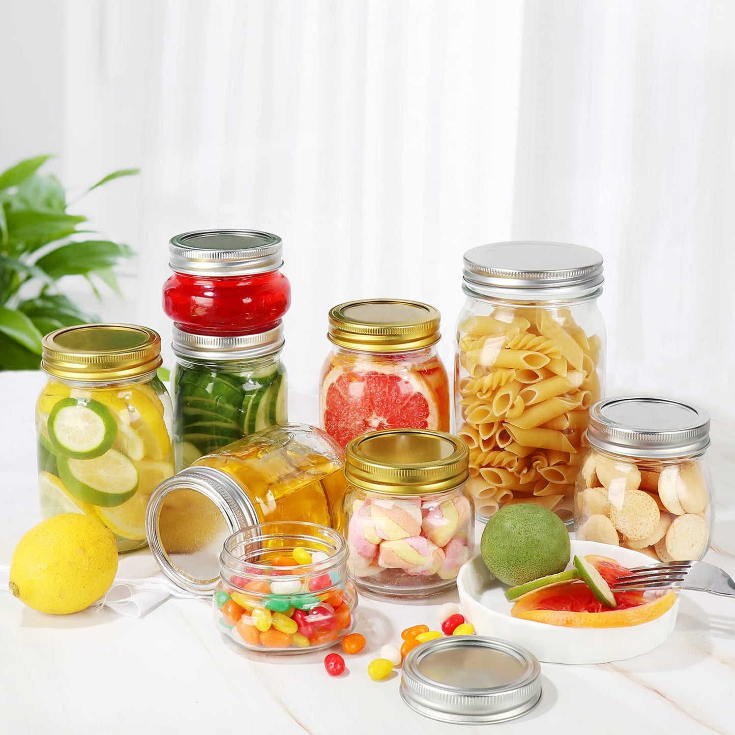 10 oz Mason Jars, 24 Pack 300ml Glass Canning Jars with Regular Mouth Lids, Glass Jars Storage Containers for Overnight Oats, Jam, Jelly, Honey, Beans, Spice, Wedding Party Favors, Shower Favors