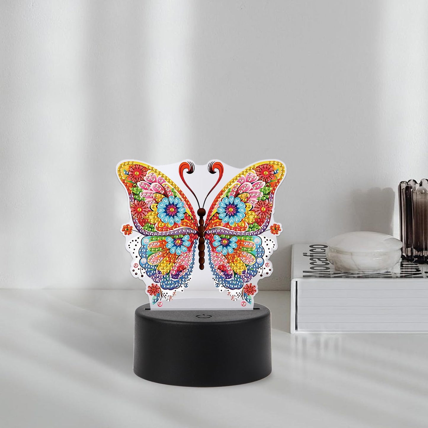 JISHSHAY Diamond Painting Night Light Diamond Art Table Lamps Gem Art LED Lights Gem Painting Desk Lamp Mosaic Kits for Adults DIY Kits for Adults Paint by Numbers Special Shaped Butterfly